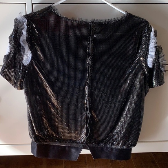 Circa Chanel 2008 Runway Sequin Black Silk top Sz 38 - Picture 12 of 13